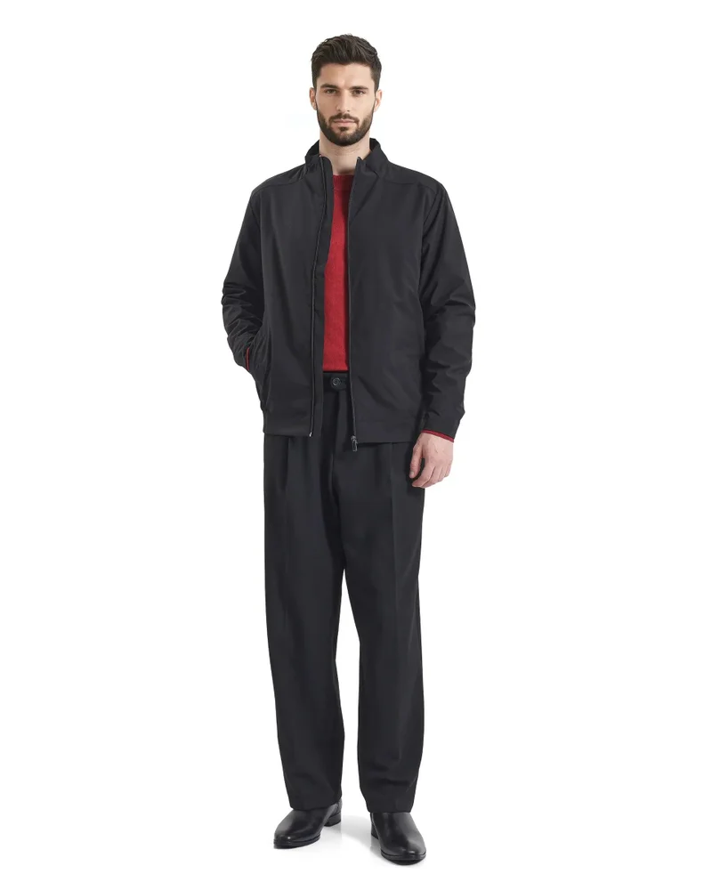 Rare Rabbit Men's High Neck Typography Back Print Jacket