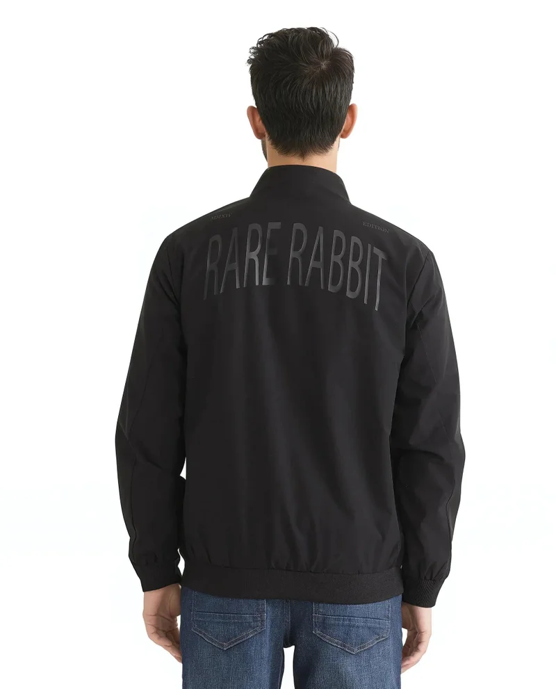 Rare Rabbit Men's High Neck Typography Back Print Jacket