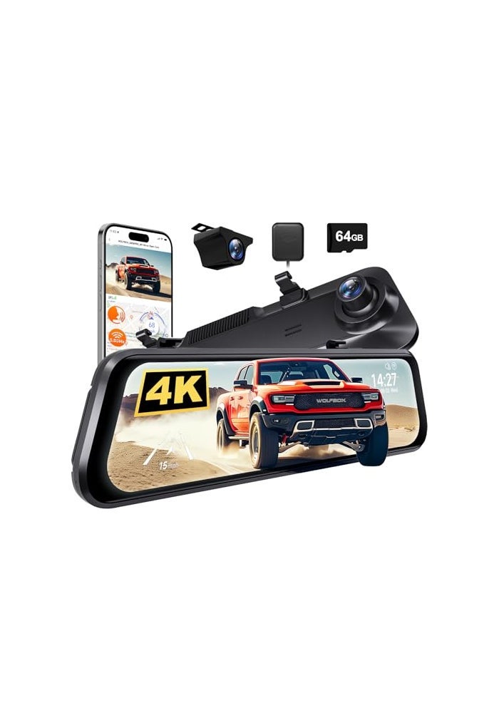 WOLFBOX كاميرا مرآة WOLFBOX G850 PRO 4K مع ADAS و BSD و WiFi بتردد 5.8GHz - Image 1