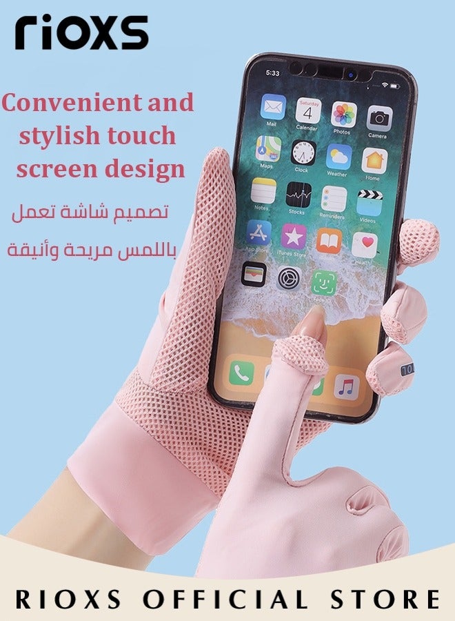 RIOXS Mens Women's 3 Pairs UPF 50+ UV Sun Protection Quick Dry Anti Slip Driving Gloves Summer Outdoor Gloves for Phone  - Image 3