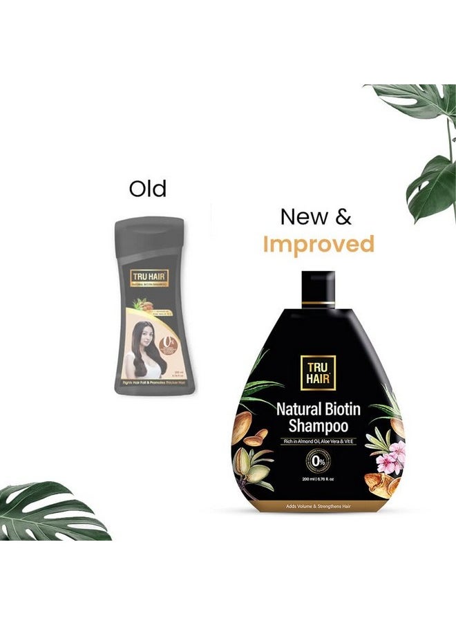TRU HAIR Biotin Shampoo With Almond Oil, Vitamin E & Aloevera Gel For Healthy, Thick, Soft & Lustrous Hair | Contains 0% Parabens, Silicones & Llps | True Hair Shampoo-200 Ml  - Image 2