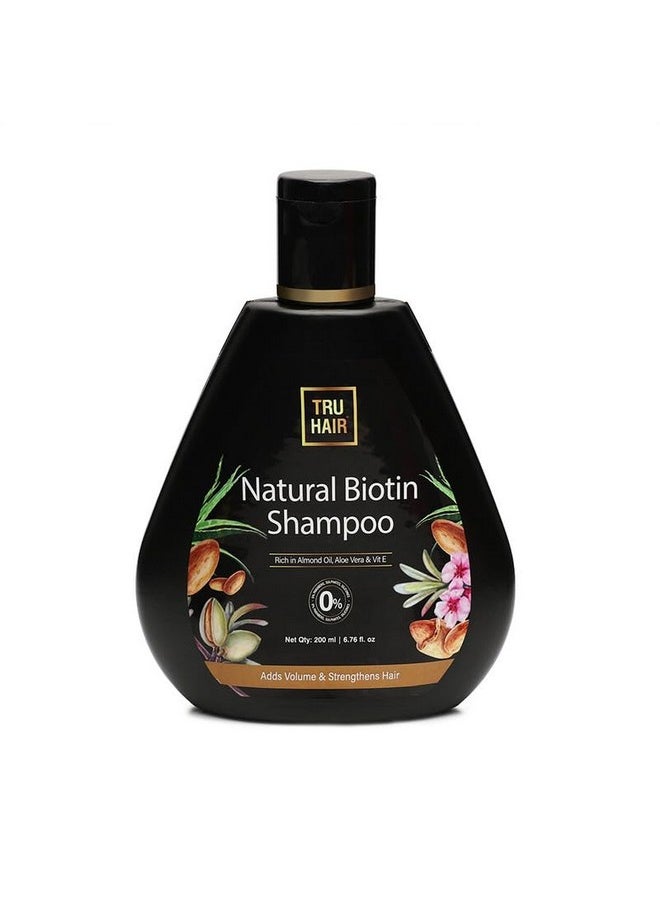 TRU HAIR Biotin Shampoo With Almond Oil, Vitamin E & Aloevera Gel For Healthy, Thick, Soft & Lustrous Hair | Contains 0% Parabens, Silicones & Llps | True Hair Shampoo-200 Ml  - Image 1