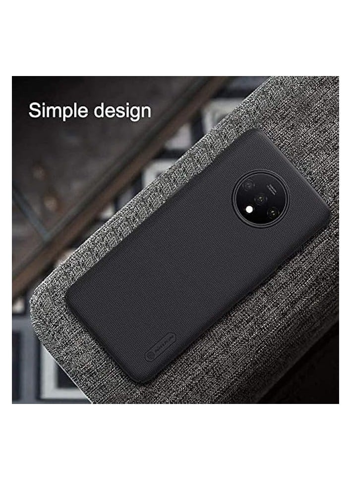 Nillkin OnePlus 7T Case Mobile Cover Super Frosted Shield Hard Phone Case with Stand - Black - Image 2