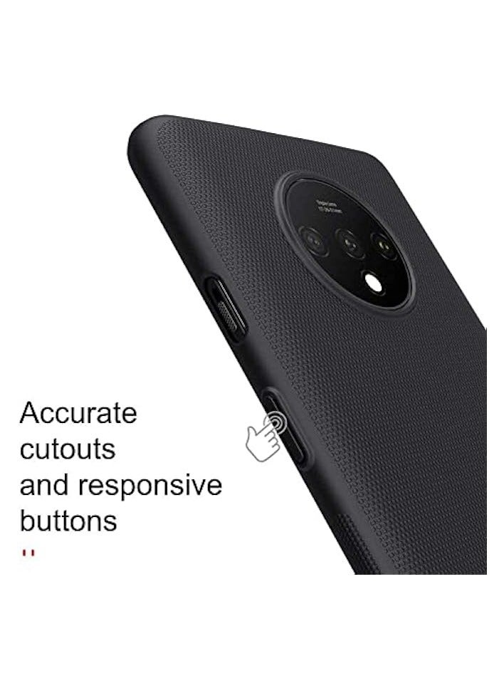 Nillkin OnePlus 7T Case Mobile Cover Super Frosted Shield Hard Phone Case with Stand - Black - Image 4