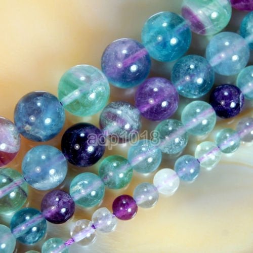 AD BEADS Wholesale Smooth Natural Gemstone Round Loose Beads 15 4mm 6mm 8mm 10mm 12mm 8mm Colorful Fluorite