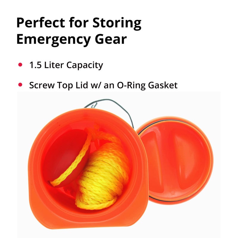 SeaSense Boat Bailer Safety Kit – Dry Storage for Emergency Gear, 1.5 Liters – Includes 50’ of Rope, Float Buoy, Whistle & Flashlight – Great for Small Boats, Pontoons, Kayaks & Fishing Vessels - Image 2