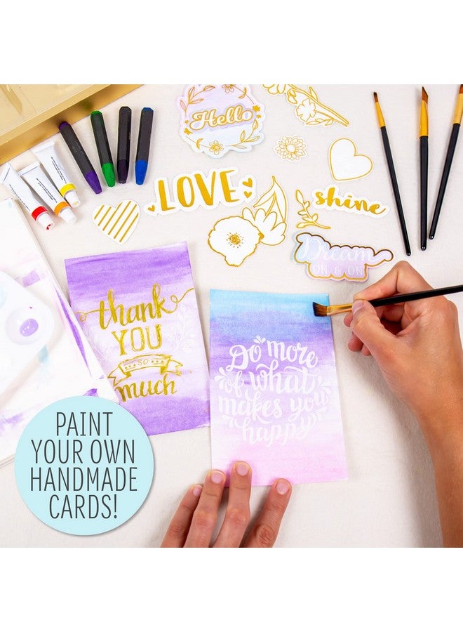 STMT DIY Designer Art Studio by Horizon Group USA, Kit Includes 40+ Art Making Essentials.Water Colors,Oil Pastels,Brush Markers,Spiral Art Pad & More, Gold - Image 4