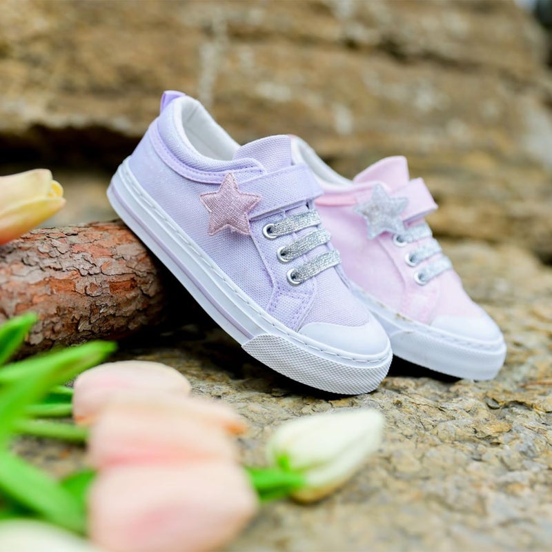 Toandon Toddler Girls Kids Sneakers Glitter Walking Shoes Child Straps Buckle Hoop and Loop Low Top Non Slip Lightweight Sparkly Breathable Casual Fashion Outdoor Pink Star Size 10 - Image 2