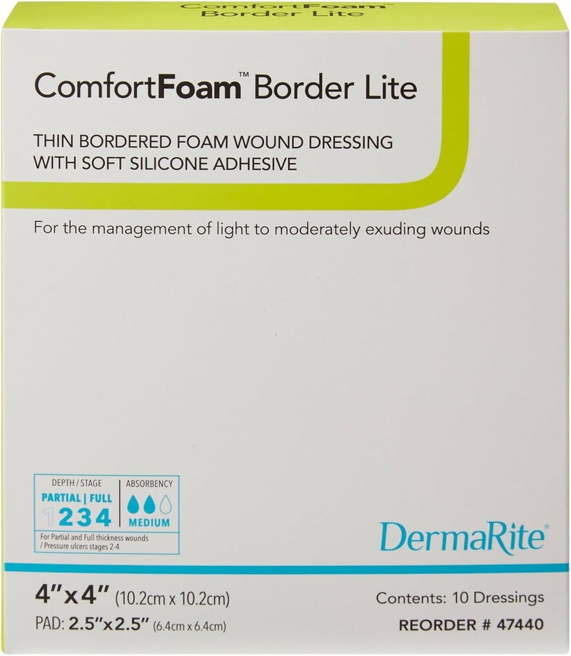 Dermarite Industries Comfort Foam with Border Lite Thin Foam with Silicone 4x4 10 Count - Image 3