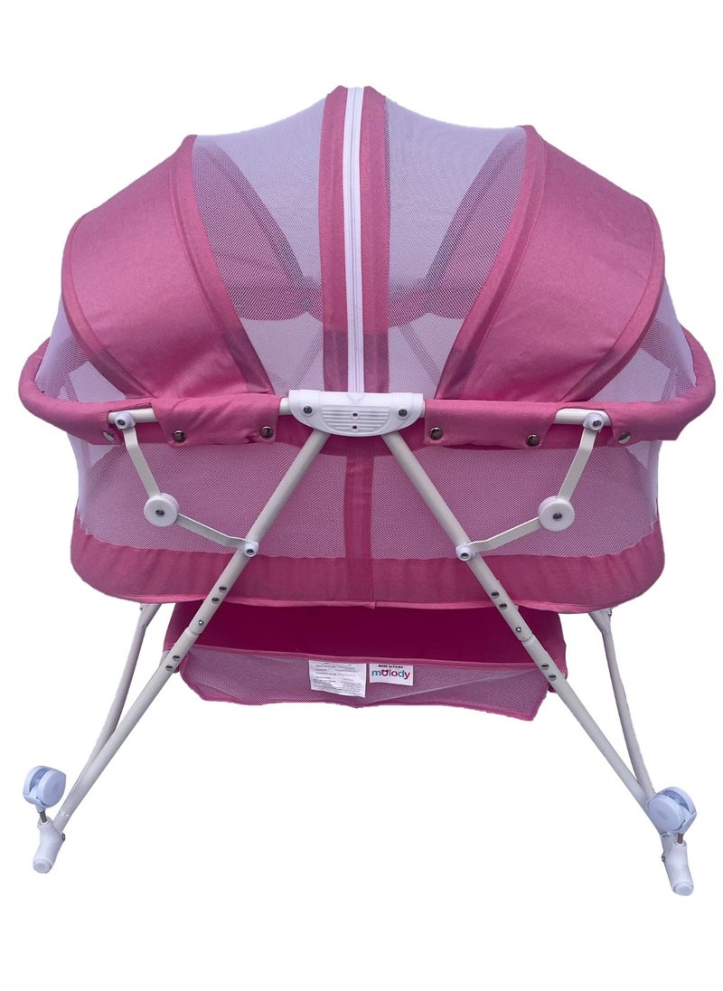 molody Baby Folding Bed, Lightweight, Portable Design, Ideal for 0-3 Years-Pink 