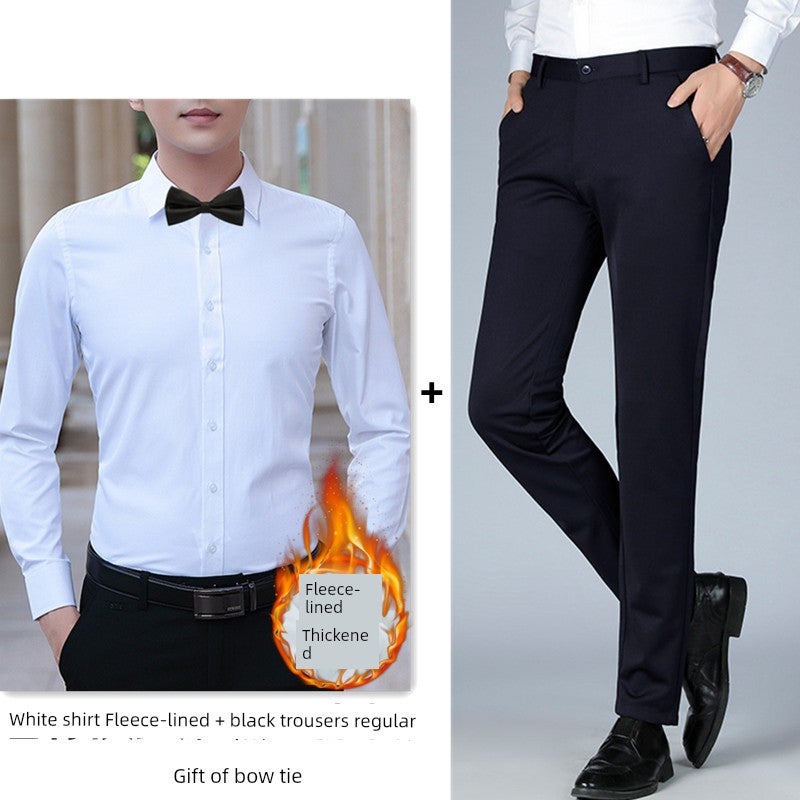 Wedding dress white shirt best man brother group shirt short-sleeved suit suit men suit pants clothes long-sleeved clothing - Image 1