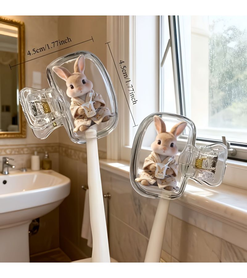 2pcs Portable Toothbrush Head Cover With Cup Pattern Storage Box For Home Travel - Image 3