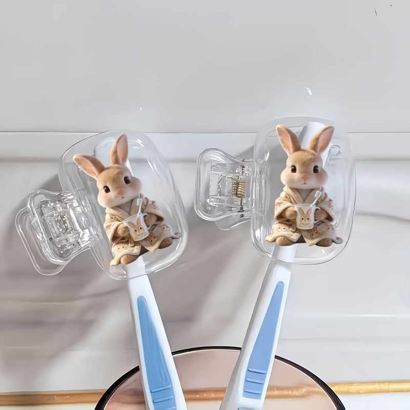 2pcs Portable Toothbrush Head Cover With Cup Pattern Storage Box For Home Travel - Image 4