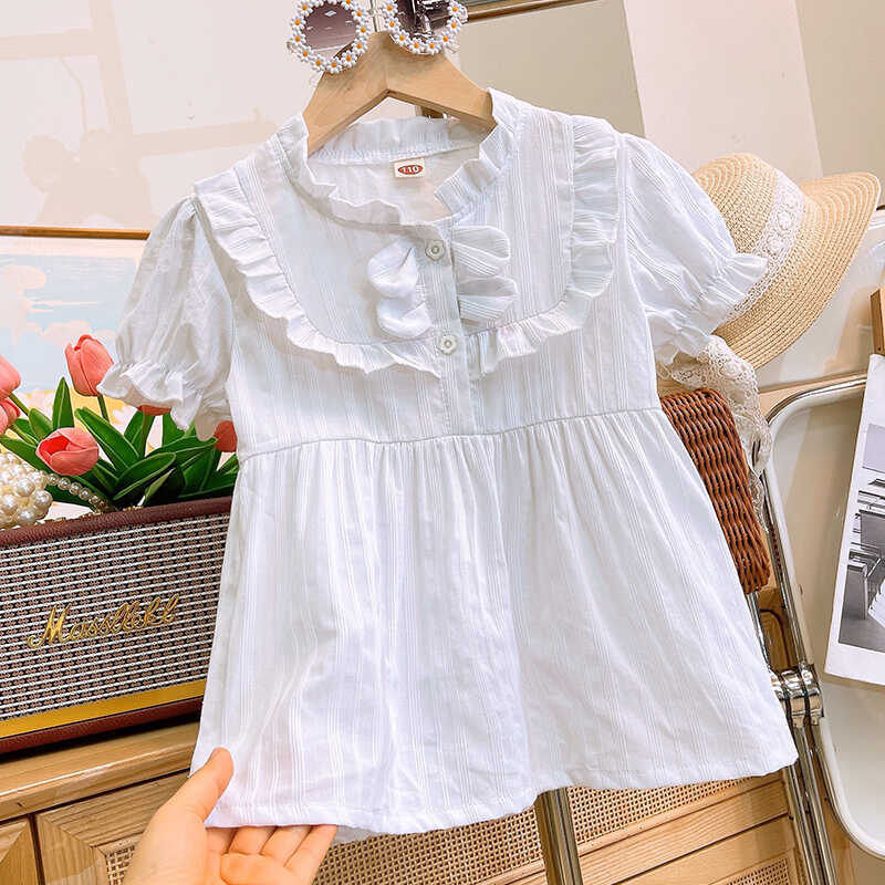 Korean Style Summer Short-Sleeved Girls' Shirts, Stylish Babydoll Shirts, Spring & Fall Baby Tops, Versatile Shirts And Skirts, Trendy - Image 3