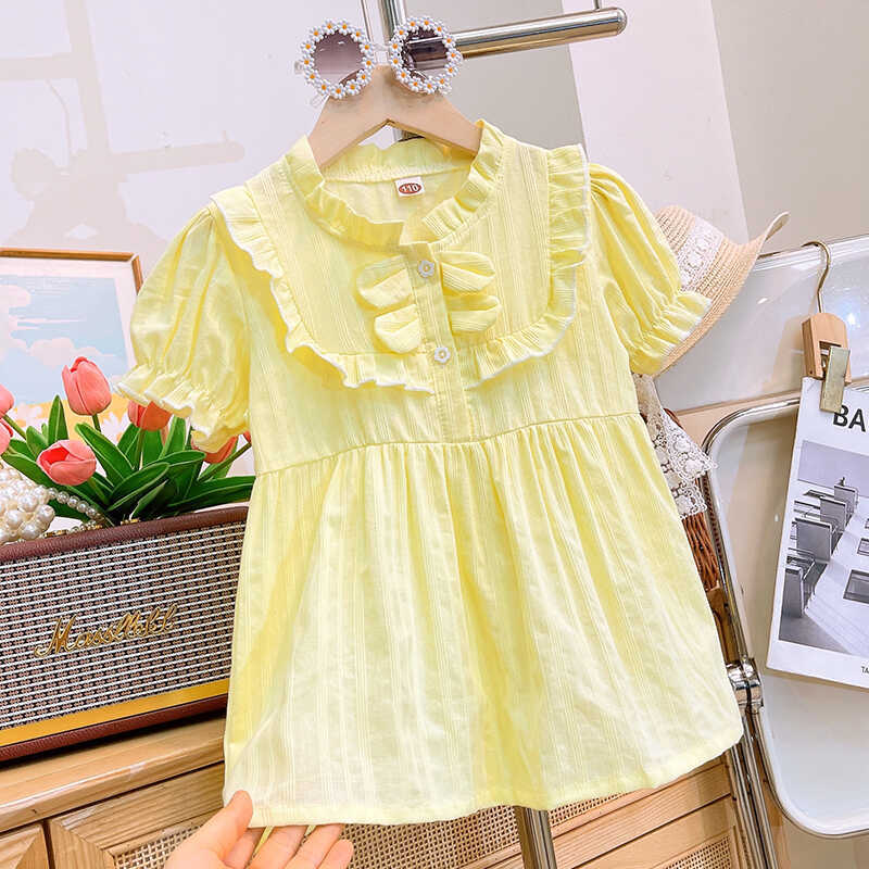 Korean Style Summer Short-Sleeved Girls' Shirts, Stylish Babydoll Shirts, Spring & Fall Baby Tops, Versatile Shirts And Skirts, Trendy - Image 2