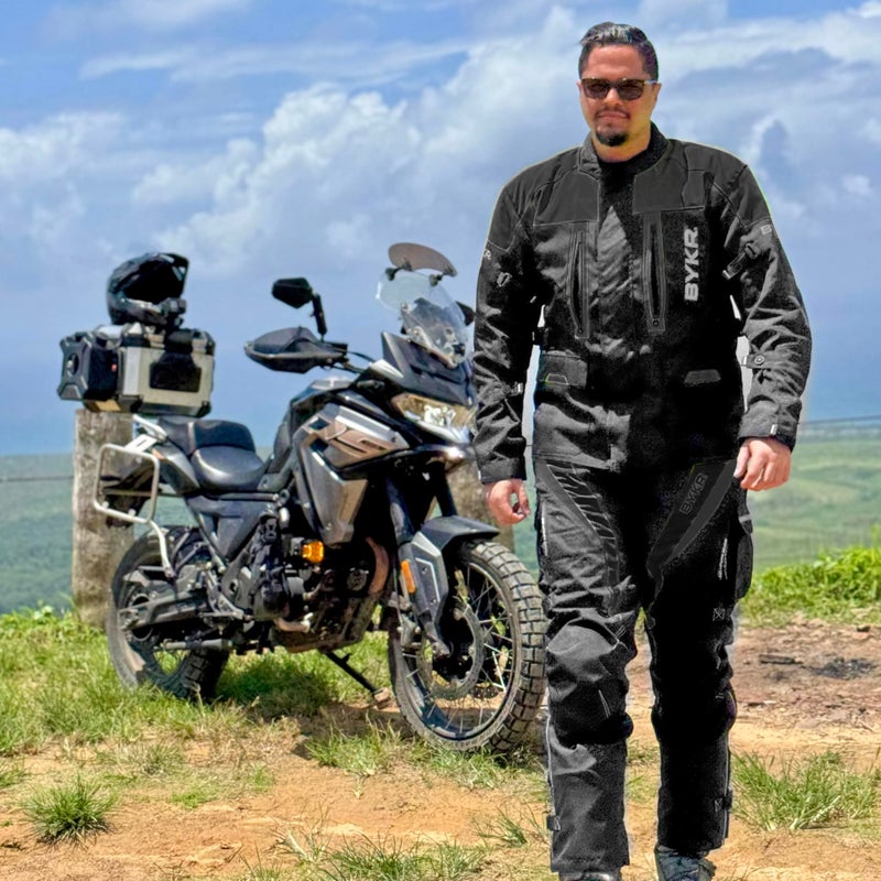 BYKR Adventure Touring Motorcycle Jacket For Men & Women Enduro Biker Textile Riding Gear CE Armored (Black - L) - Image 2