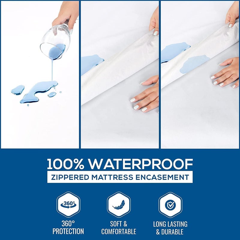 Utopia Bedding Waterproof Mattress Protector Queen Size (Pack of 2)  Zippered Mattress Encasement Bed Bug and Dust Mite Proof  Absorbent Six-Sided Mattress Cover - Image 3