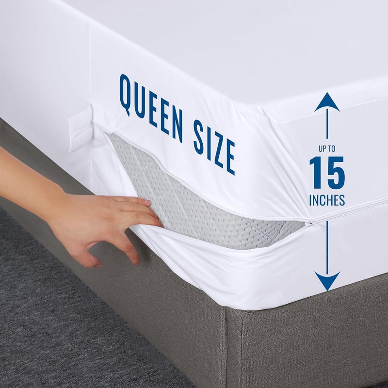 Utopia Bedding Waterproof Mattress Protector Queen Size (Pack of 2)  Zippered Mattress Encasement Bed Bug and Dust Mite Proof  Absorbent Six-Sided Mattress Cover - Image 4