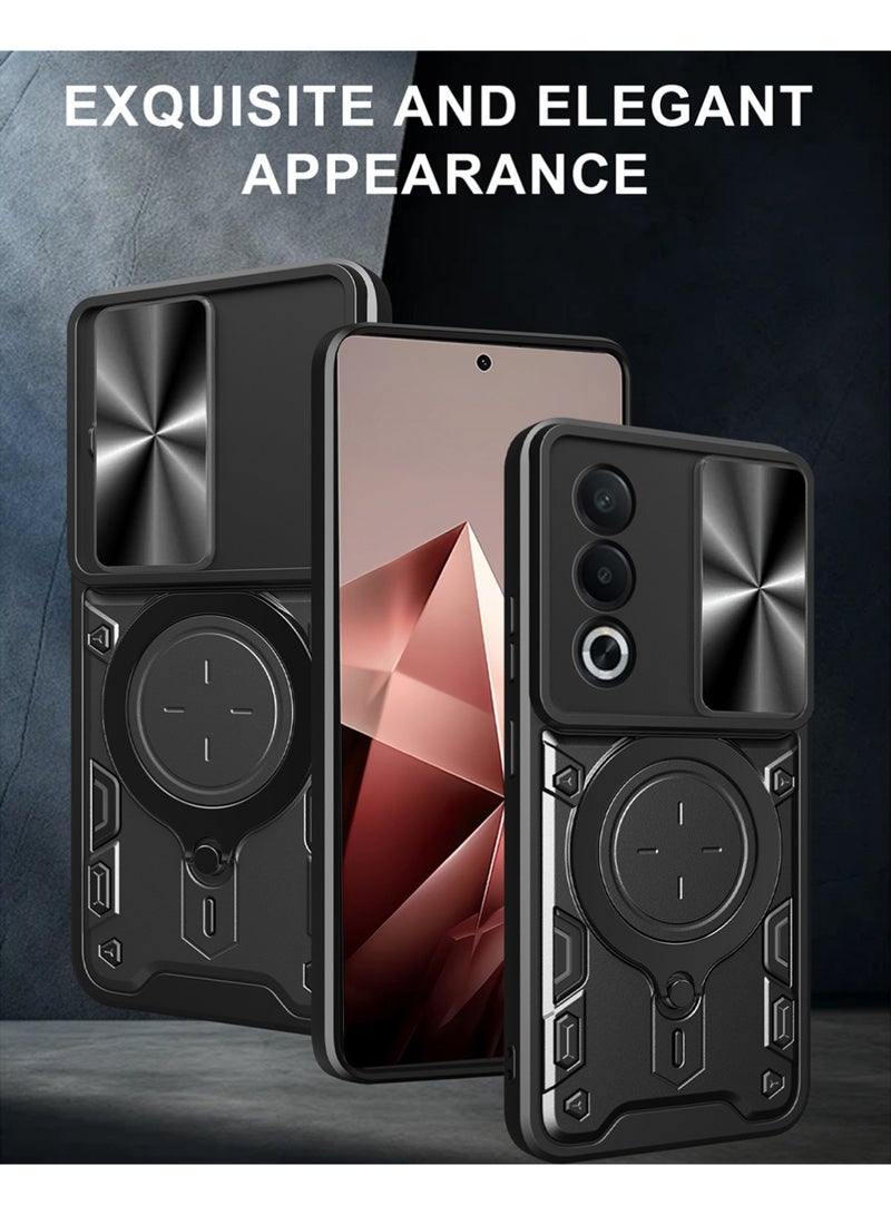 X-level Armor Case for Infinix Note 50S with Slide Camera Cover, Shockproof Case with [Rotatable Big Ring Kickstand] for Infinix Note 50S Black - Image 2