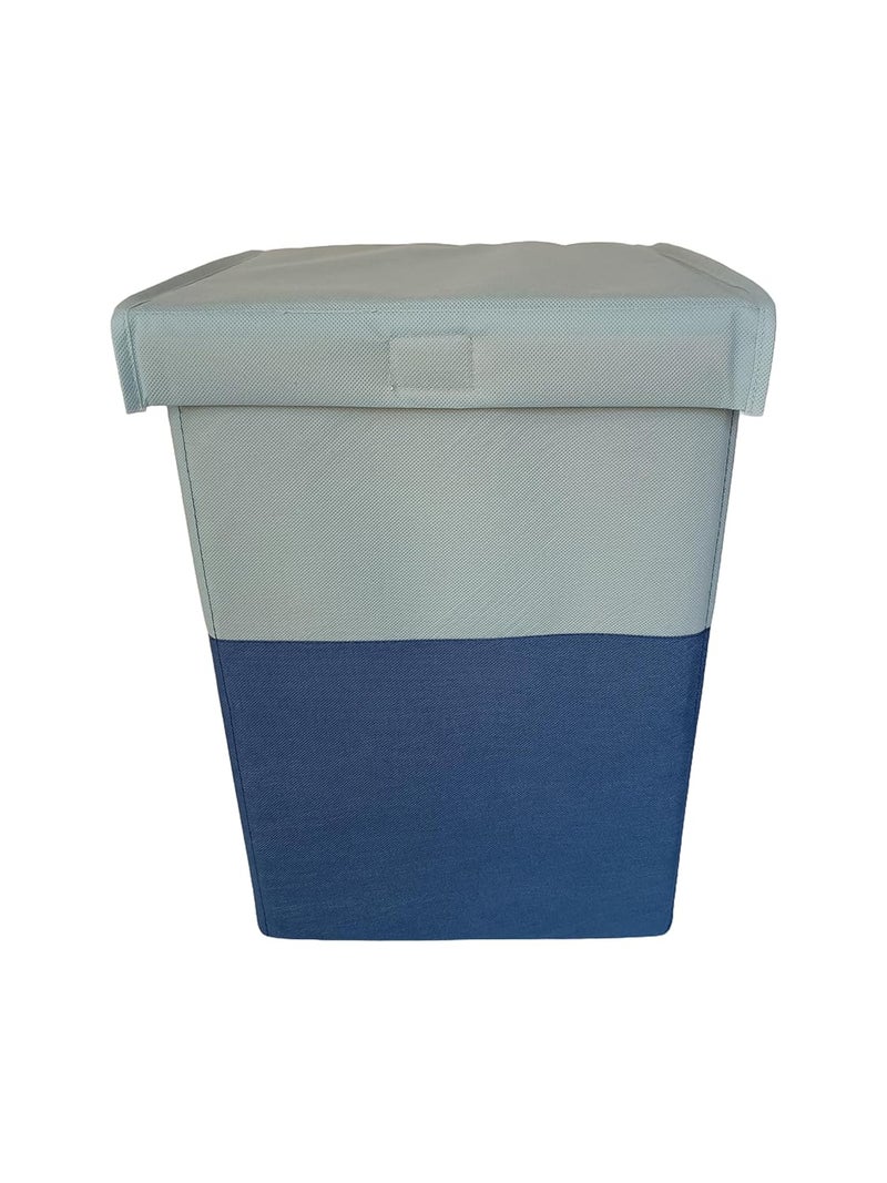 Neelam Foldable Laundry Bag Organize Cloth Toys with Lid Side Handle Storage Laundry Grey Blue Color - Image 1
