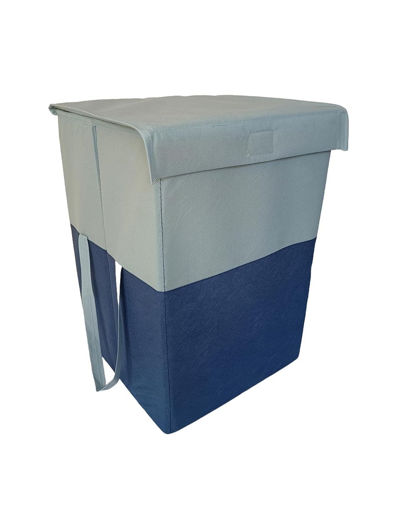 Neelam Foldable Laundry Bag Organize Cloth Toys with Lid Side Handle Storage Laundry Grey Blue Color - Image 2
