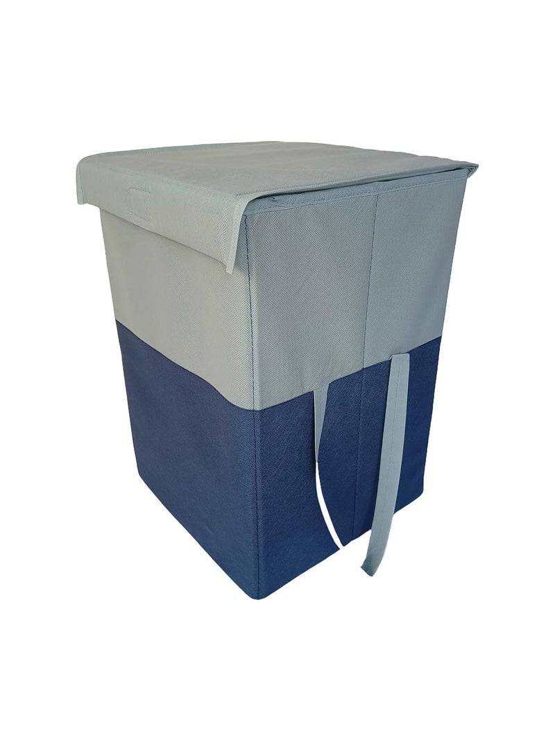 Neelam Foldable Laundry Bag Organize Cloth Toys with Lid Side Handle Storage Laundry Grey Blue Color - Image 3