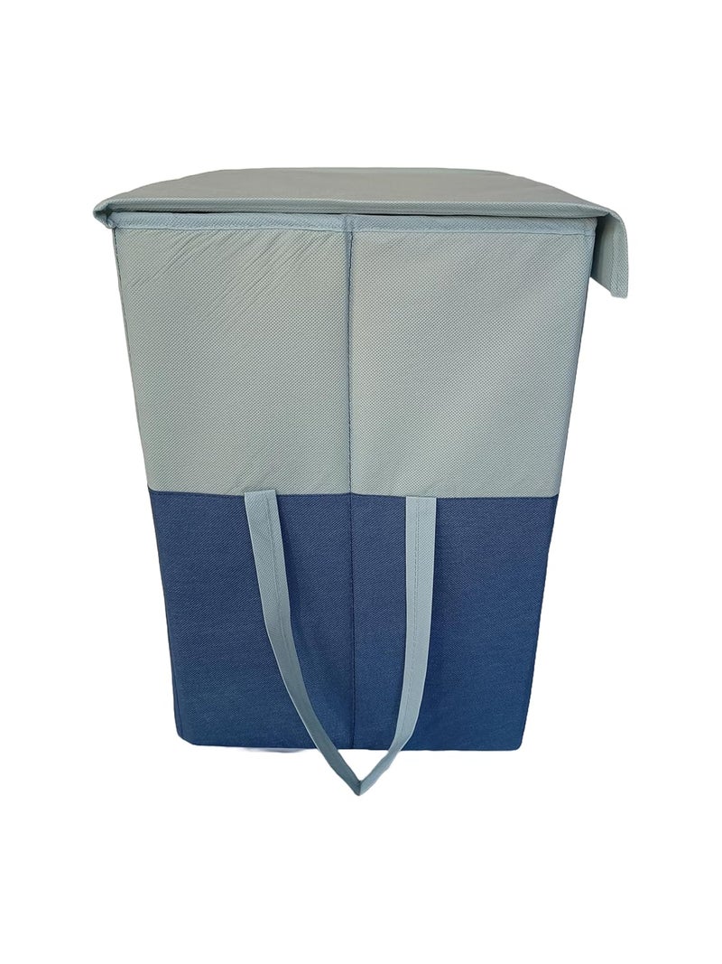 Neelam Foldable Laundry Bag Organize Cloth Toys with Lid Side Handle Storage Laundry Grey Blue Color - Image 4