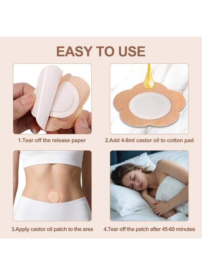 Autdor Castor Oil Patches for Belly Button, 100PCS Castor Oil Pack Wraps Organic Cotton Self-Adhesive Castors Oils Pack Anti Leakage Disposable Pads Portable & Breathable No Wash (Oil Not Included) - Image 2