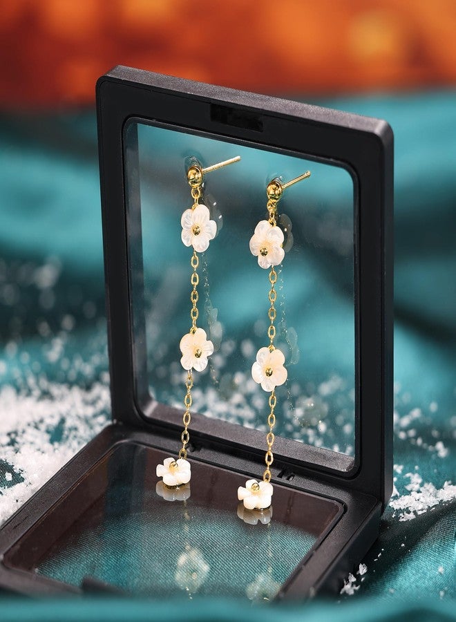 Moodear Gold Earrings for Women Trendy Dainty 14K Gold Plated Pearl Flower Dangle Drop Stud Chain Earrings Hypoallergenic Dangle Earrings for Women Wedding Jewelry Gifts, Brass, No Gemstone - Image 5
