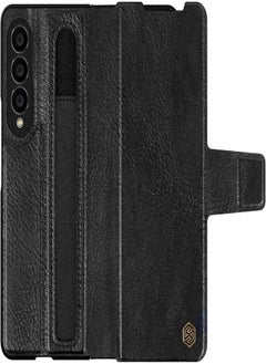 Nillkin Case for Samsung Galaxy Z Fold 4 5G (7.6" Inch) Aoge Leather 360 Protection Easily Foldable Supports Fast Wireless Charge Hidden Kickstand Soft Microfiber Lining with S Pen Slot Black