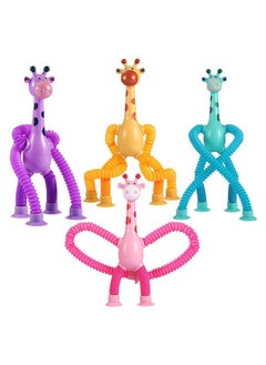 TARZ 4 Pcs Telescopic Suction Cup Giraffe Toy, Ever-Changing Giraffe Telescopic Tube Suction Cup Fun Educational Stress Relief Toys, Sensory Toys Birthday Gift Party Favors for Kids  - Image 2