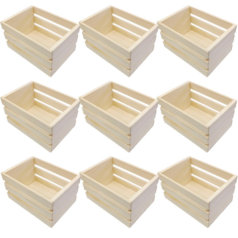 9 Pcs Natural Pine Wood Stacking Crates For Storage Crafts And Decor 4 9 X 3 5 X 2 8 Inches - Image 2