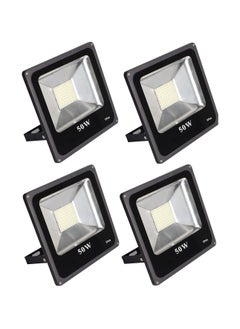 ماركة غير محددة مصباح كشاف LED خارجي 50 واط مقاوم للماء بتصنيف IP65 لمقاومة المياه والغبار بتيار متردد 85-265 فولت، ابيض من 4 قطع ، ألومنيوم 