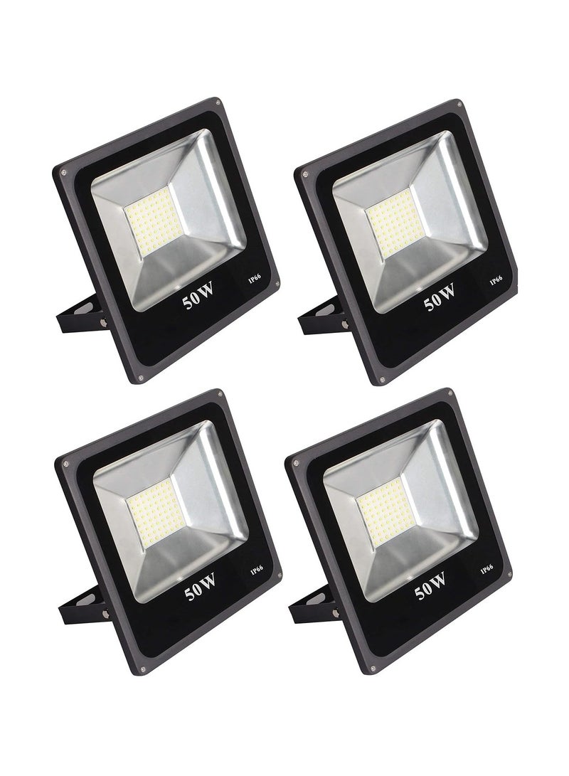 ماركة غير محددة مصباح كشاف LED خارجي 50 واط مقاوم للماء بتصنيف IP65 لمقاومة المياه والغبار بتيار متردد 85-265 فولت، ابيض من 4 قطع ، ألومنيوم 