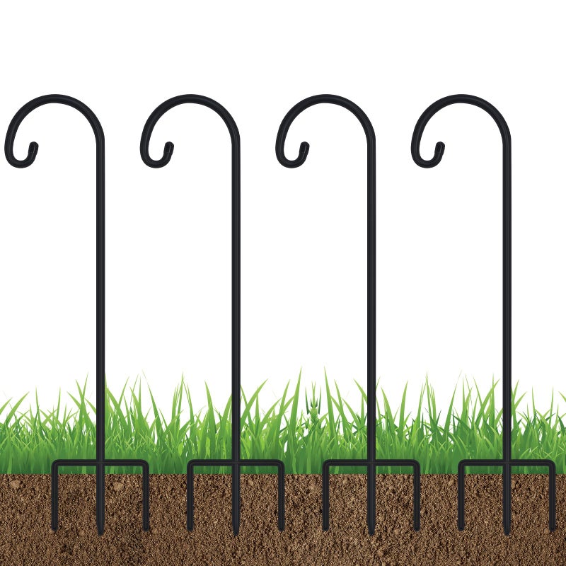 FEED GARDEN Adjustable 32 Inch Shepherd Hooks Thick Rust Resistant Steel Shepard Hooks for Outdoor Hanging Lanterns, Bird Feeders, Solar Lights, Weddings Decor 4 Pack - Image 1