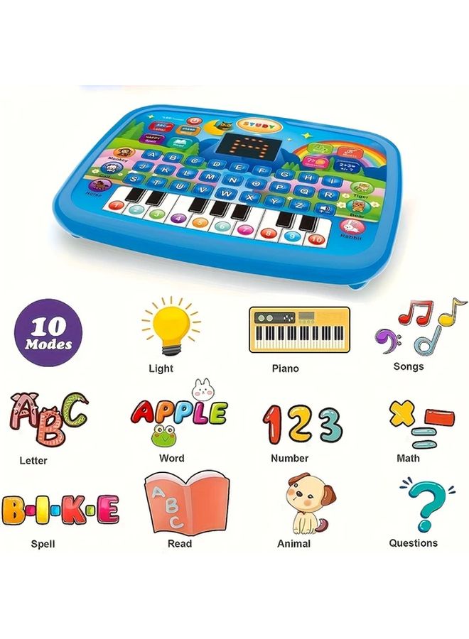 Pink Kids Learning Tablet Educational Toy With Alphabet Numbers Music Animals Piano - Image 3
