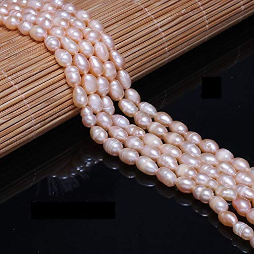 LE SKY Natural Pearl Beads Natural Oval Freshwater Cultured Pink Pearl Loose Beads Quality Level A for Jewelry Making Charms Necklace as Gift 5-6mm 14.2 inches (2 Strands) - Image 4