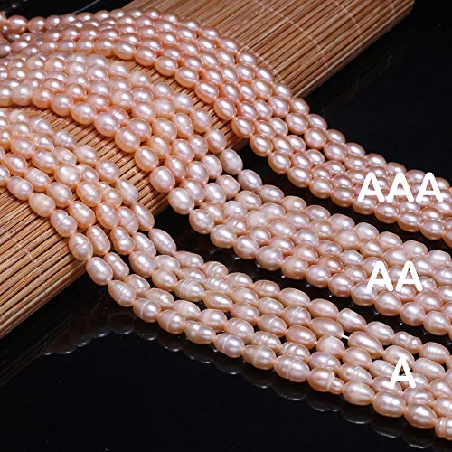 LE SKY Natural Pearl Beads Natural Oval Freshwater Cultured Pink Pearl Loose Beads Quality Level A for Jewelry Making Charms Necklace as Gift 5-6mm 14.2 inches (2 Strands) - Image 2