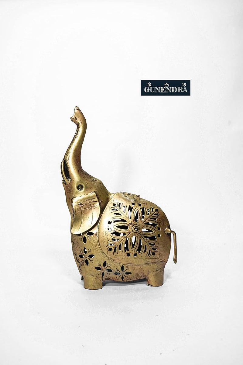 Gunendra Crafts Elephant Showpiece Statue Iron Tea Light Candle Holder Lantern Stand for Home Living Room Decoration - Image 3