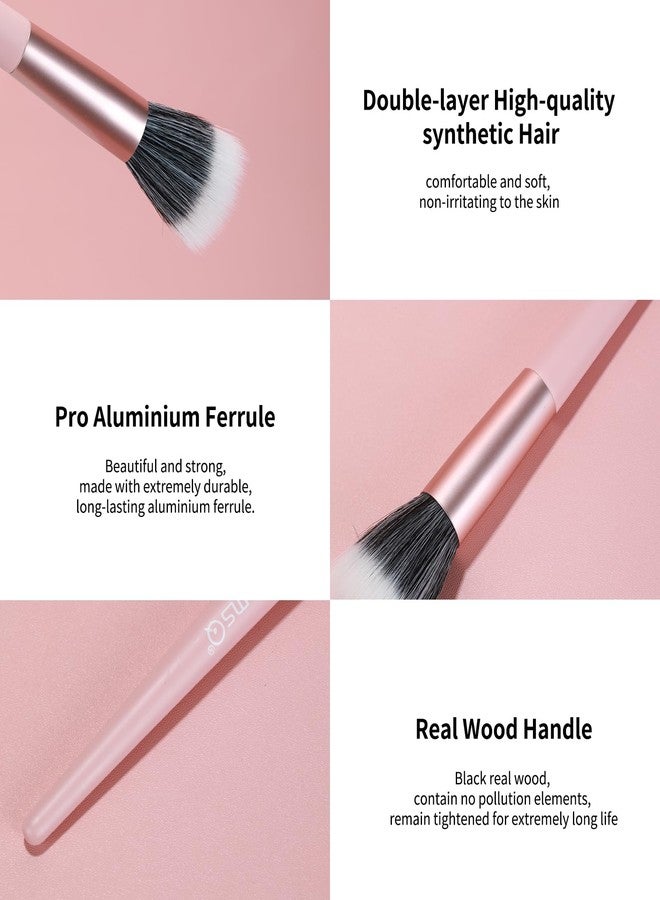 MSQ Stipple Blush Brushes, 2PCS Duo Fiber Stippling Brush Flat Top Double Stipple Makeup Brush, Great for Blending, Highlight, Blush,Contour, Cream, Foundation,Smooth & Natural Pink - Image 2