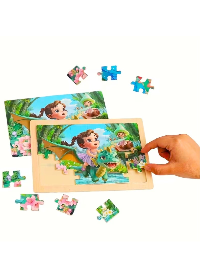 ZedPlay 4-in-1 Wooden Jigsaw Puzzle Set for Girls Princess Themed Educational Toy for Toddlers 3-8 Years Old Cognitive Skill Development & Imagination Training Durable & Safe Gift for Kids - Image 2