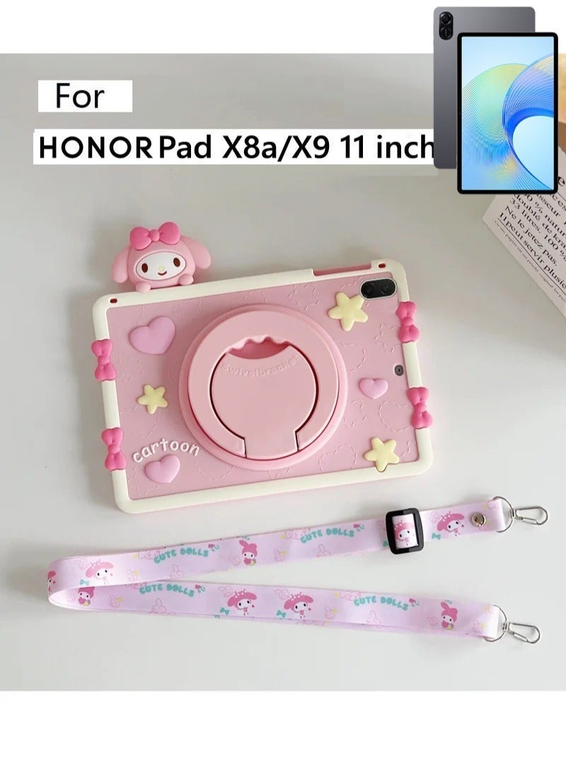 حافظة كرتونية للأطفال لجهاز HONOR Pad X8a/X9 مقاس 11 بوصة 2024، حامل محمول، حامل قابل للتعديل من السيليكون الناعم الملائم للأطفال، غطاء مقاوم للصدمات لجهاز HONOR Pad X8a/X9 مقاس 11 بوصة 2024 - Image 1