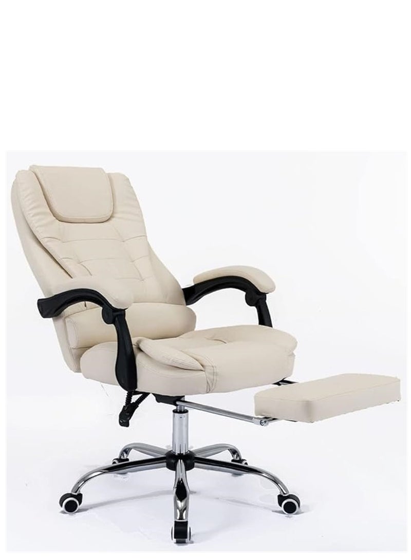 Generic Ergonomic Office Chair, High Back Computer Desk Chair with Adjustable  Armrests and Lumbar, Executive Reclining Massage Chair with Footrest and 2 Vibration Massage Points for Home and Office, White  - Image 2