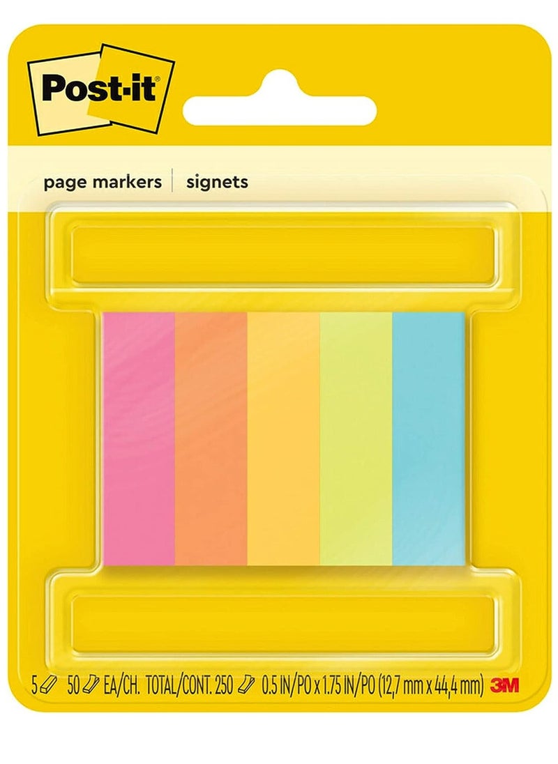 3M 250-Piece Index Page Markers 0.5x1.75 Inch Size Multicolour  - Image 1
