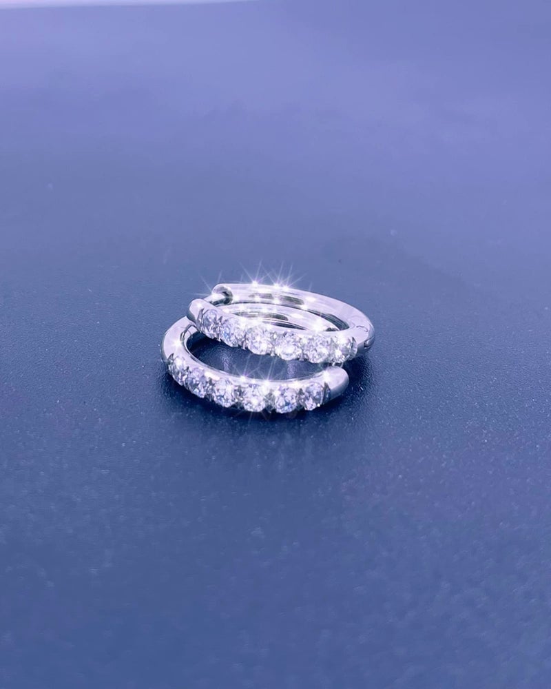 TDEBA 316L Surgical Stainless Steel Huggie Hoop Earrings for Women Men - 10G 12mm Silver Hoop Earrings with Clear Cubic Zirconia - Image 3