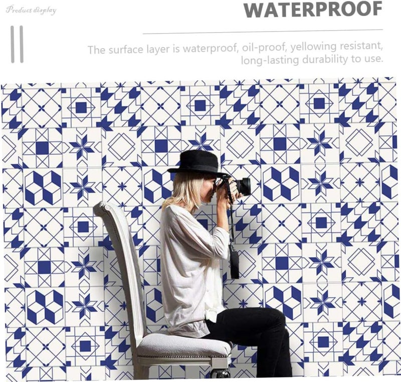 klarako 10pcs Furniture Oil-Proof Decor Tile Self-Adhesive Staircase Sticker to Nordic Room Floor Wall Pattern Decals Stickers Peel Decorative Geometric-Shaped Easy Tiles Home and for - Image 2