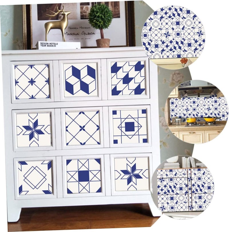 klarako 10pcs Furniture Oil-Proof Decor Tile Self-Adhesive Staircase Sticker to Nordic Room Floor Wall Pattern Decals Stickers Peel Decorative Geometric-Shaped Easy Tiles Home and for - Image 4