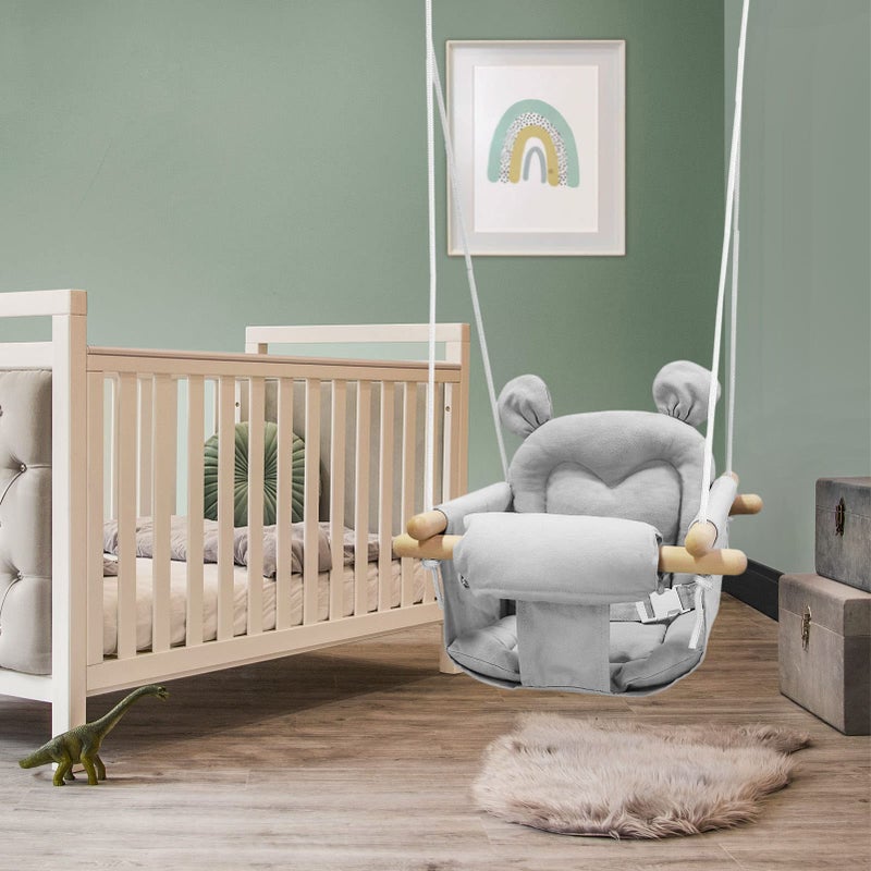 GFU Baby Swing, Canvas Baby Swings for Infants, Secure Baby Swing Outdoor, Toddler Swing for Indoors, Wooden Hanging Baby Swing Seat, Hammock for Tree and Backyard - Image 4