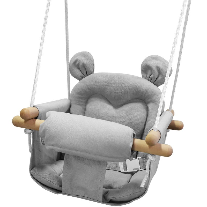 GFU Baby Swing, Canvas Baby Swings for Infants, Secure Baby Swing Outdoor, Toddler Swing for Indoors, Wooden Hanging Baby Swing Seat, Hammock for Tree and Backyard - Image 1