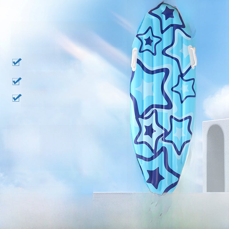 in stock PVC inflatable surfboard for adults and children to learn swimming surfing portable boogie board portable marine water ski(blue star surfboard, 110*40) - Image 2